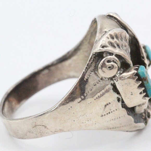 HENRY MORGAN IMPORTANT EAGLE SLEEPING BEAUTY TURQUOISE MEN'S RING - Picture 6 of 10